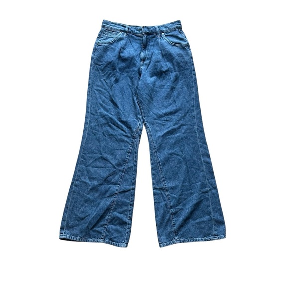 NWT Free People We the Free Sheridan Trouser Flare Jeans - Medium Blue Wash - 28 - Picture 1 of 7